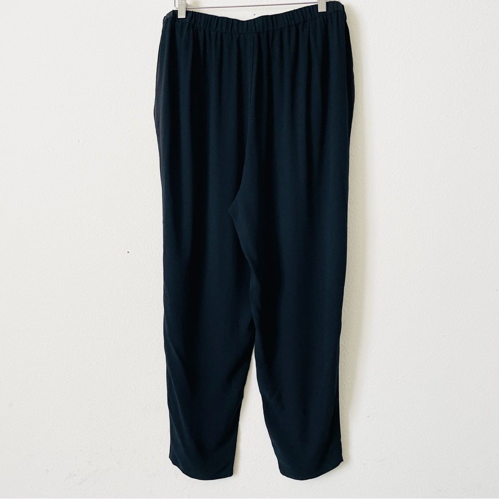 Eileen Fisher 1X Georgette 100% silk Crepe Tapered Pocketed Pants in black - Picture 4 of 6